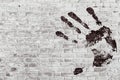 Black Hand print on wall background Royalty Free Stock Photo