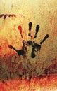 Black Hand print on wall background Royalty Free Stock Photo