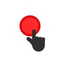 Black hand pushing on red button Royalty Free Stock Photo