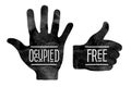 Black hand silhouettes with the words Occupied and Royalty Free Stock Photo