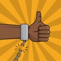 Black hand thumbs up chain broken image