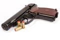 Black handgun And ammunition Royalty Free Stock Photo