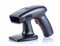 Black Handheld Barcode Scanner on White Background in Studio Lighting Royalty Free Stock Photo