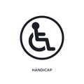 black handicap isolated vector icon. simple element illustration from traffic signs concept vector icons. handicap editable logo Royalty Free Stock Photo