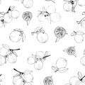 Black and white lemon handmade seamless pattern