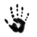 Black halftone handprint on white background Royalty Free Stock Photo