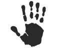 black handprint. ink trail. Royalty Free Stock Photo