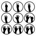 Black hands counting from 1 to 9 with fingers icon