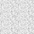 Black handwritten text on white vector repetition background. Poetry type seamless decor Royalty Free Stock Photo