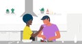 A black happy couple in love cooks in their kitchen. The girl feeds the guy with a spoon. Joint cooking. Stay at home on Royalty Free Stock Photo