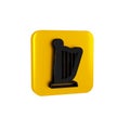 Black Harp icon isolated on transparent background. Classical music instrument, orhestra string acoustic element. Yellow