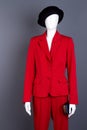 Black hat and elegant red suit. Royalty Free Stock Photo