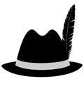 Black hat with feather on white Royalty Free Stock Photo