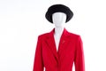 Black hat and red blazer for women. Royalty Free Stock Photo