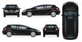 Black hatchback car vector mockup Royalty Free Stock Photo