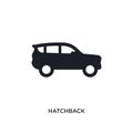 black hatchback isolated vector icon. simple element illustration from transportation concept vector icons. hatchback editable