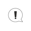 Black hazard warning attention sign or exclamation symbol in speech bubble icon vector illustration flat style on white Royalty Free Stock Photo