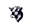 Black head buffalo cow ox bull drawing art logo design inspiration Royalty Free Stock Photo