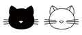 Black head of Cat on white background. Vector illustration. Cute icon. Animal silhouette Royalty Free Stock Photo