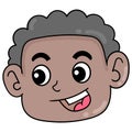 Black head of the drill race black negroid happy smiling face, doodle icon drawing Royalty Free Stock Photo