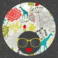 Black head woman with pattern hair. Royalty Free Stock Photo