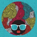 Black head woman with strange pattern hair. Royalty Free Stock Photo