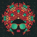 Black head woman with strange pattern hair. Royalty Free Stock Photo