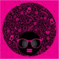 Black head woman with strange pattern hair. Royalty Free Stock Photo