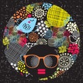 Black head woman with strange pattern. Royalty Free Stock Photo