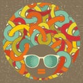 Black head woman with strange pattern. Royalty Free Stock Photo
