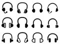 Black headphone headset icons