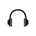 Black headphone vector icon illustration isolated on the white background