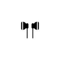 Black headphones icon. Flat vector earphones icon isolated on white. Listen sound sign