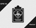 Black Health insurance icon isolated on transparent background. Patient protection. Security, safety, protection