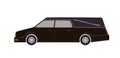 Black hearse isolated on white background. Automobile carrying dead body. First Call vehicle, funeral transport, burial Royalty Free Stock Photo