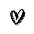 Black heart icon object. Hand drawn vector love symbol icon. Rough brush and marker heart. Royalty Free Stock Photo