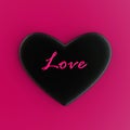 Black heart with an inscription. Valentine`s day background.