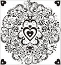 Black heart in ornamental circle