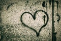 Black Heart painted on a concrete wall. Depression. Valentine`s day