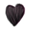 Black Heart Painted watercolor vector illustration, hand drawn heart isolated