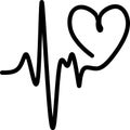 Black Heart pulse on the white background. Heartbeat lone, cardiogram. Beautiful healthcare, medical. Modern simple design. Icon.