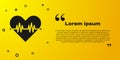 Black Heart rate icon isolated on yellow background. Heartbeat sign. Heart pulse icon. Cardiogram icon. Vector