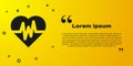 Black Heart rate icon isolated on yellow background. Heartbeat sign. Heart pulse icon. Cardiogram icon. Vector