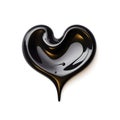 Black heart shape of ink liquid, painted black color or crude oil on white background. blackhearted, heartbroken Generative Ai.