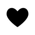 Black heart shape isolated on a white background.