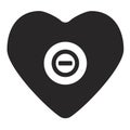 black heart with sign stop inside. Vector illustration. Flat style. Simple form icon