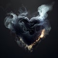 Black Heart Smoke Smoking Embers Dark Valentine Love Generative AI