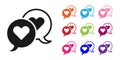 Black Heart in speech bubble icon isolated on white background. Happy Valentines day. Set icons colorful. Vector Royalty Free Stock Photo