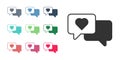 Black Heart in speech bubble icon isolated on white background. Happy Valentines day. Set icons colorful. Vector Royalty Free Stock Photo