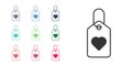 Black Heart tag icon isolated on white background. Love symbol. Valentine day symbol. Set icons colorful. Vector Royalty Free Stock Photo